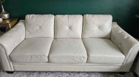 Brick Sofa / Couch & Love Seat (Andi Leather-Look Fabric-Beige)