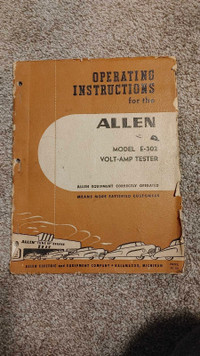 1940s Allen Model E-302 Volt Amp Tester Operating Instructions