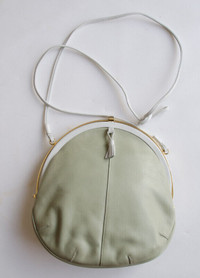Genuine leather handbag with shoulder strap