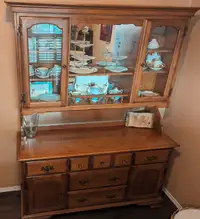 Solid wood curio cabinet - 7 drawer. Tea/china cabinet