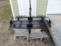 2 in hitch cargo carrier basket with a 2 bike carrier