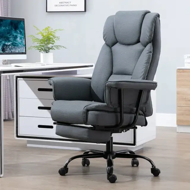 Swivel Reclining Office Chair with Ergonomic with Footrest, Grey in Chairs & Recliners in Markham / York Region - Image 7