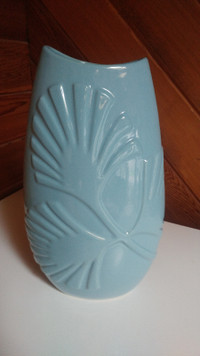 Lrg BEAUTIFUL Vintage Blue Ceramic Flower Vase Pot