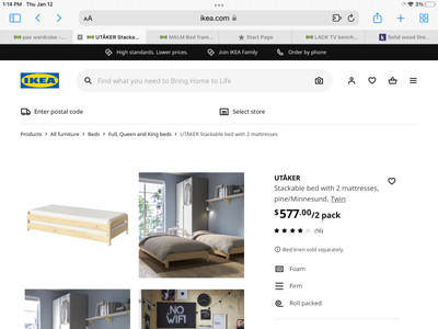 IKEA UTÅKER Daybed Frame ( two separate single beds or king bed, View more