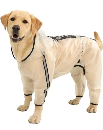 New Never Used Dog Raincoat, Dog Hooded Slicker Poncho, 4 Legs Dog Rain Jacket with Reflective Strip...