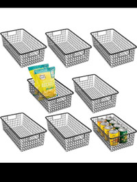 mDesign Metal Wire Food Storage Basket Organizer with Handles fo
