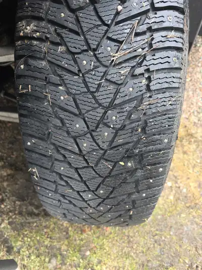 New winter studded tires on Factory GMC chrome rims like new condition 1.300 902-979-1441