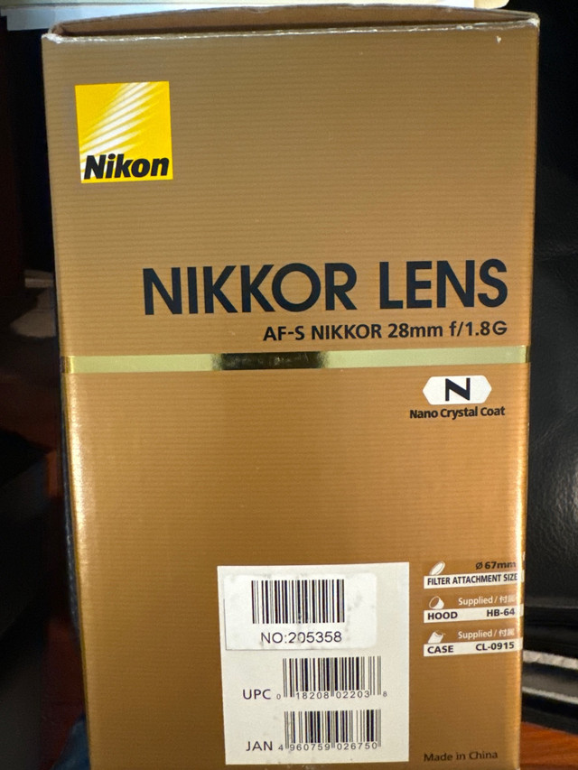 Nikon AF-S Nikkor 28mm F/1.8G F Mount Lens in Cameras & Camcorders in City of Halifax - Image 3