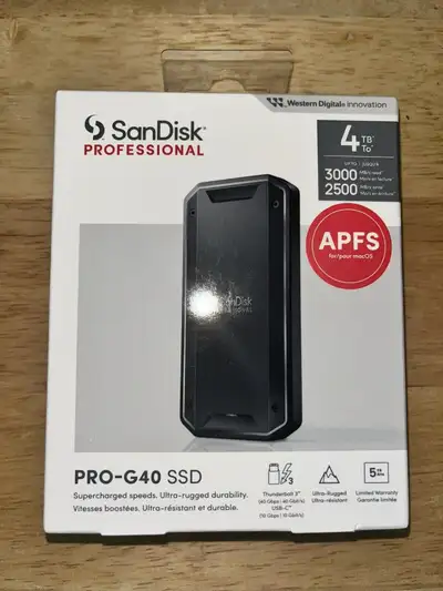Brand new sealed SanDisk Professional Thunderbolt PROG40 SSD 4TB, View more