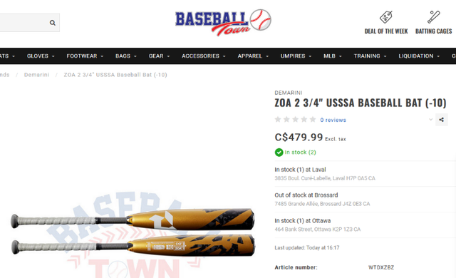 **SOLD**New DeMarini 2022 ZOA 31/21 (-10) WTDXZBZ22 Baseball Bat in Baseball & Softball in Markham / York Region - Image 6
