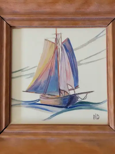 ANTIQUE HAND PAINTED TILE BY CANADIAN ARTIST, N.A. DEANS!!!, View more