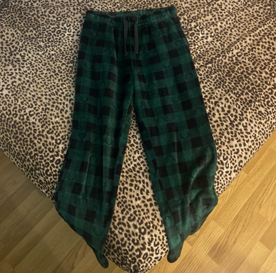 Men's (Size M) Green & Black Plaid Fleece Pajama Bottoms, View more