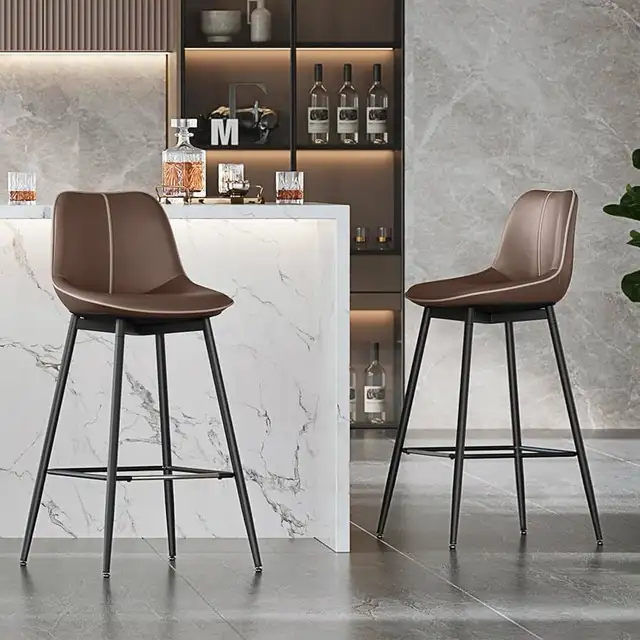 Bar Height Bar Stools with Back, Ergonomic Backrest, Synthetic L in Chairs & Recliners in Markham / York Region - Image 2