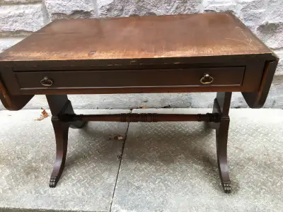 Duncan Phyfe Silverware Cabinet -rare find, gem to refinish -meatal claw feet -water damage on the t...