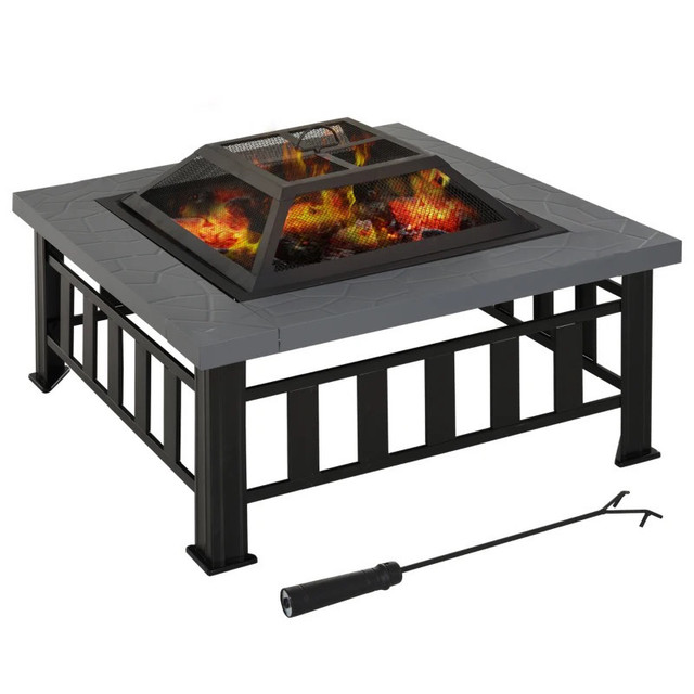 34" Outdoor Square Firepit Steel Stove Portable with Spark Scree in BBQs & Outdoor Cooking in Markham / York Region - Image 2
