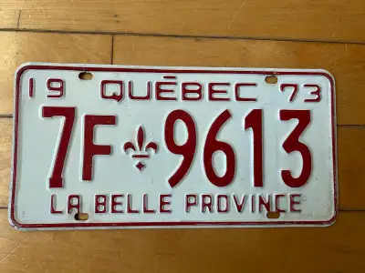 Plaque du Québec 1973 License plate