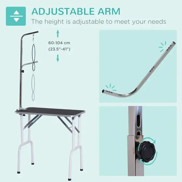 Foldable Pet Grooming Table fo Dogs Cats w/Adjustable Arm, Bl in Other in Markham / York Region - Image 5