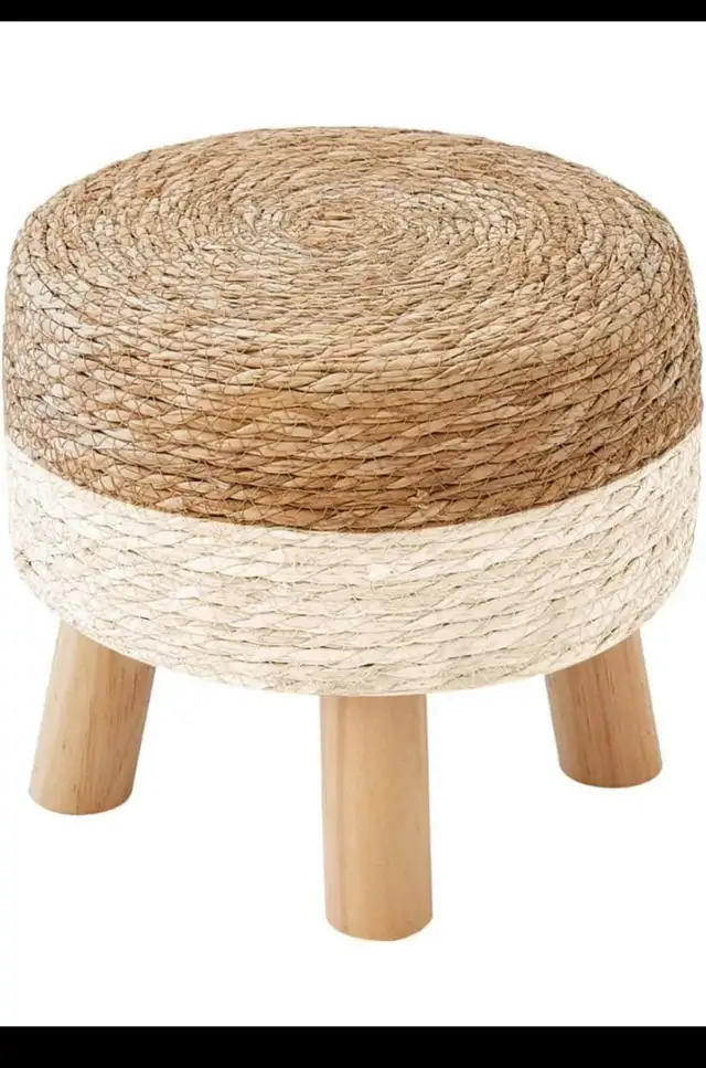 Round Ottoman NaturalSeagrass Footstool, Round Footstool with 4  in Other in Hamilton - Image 3