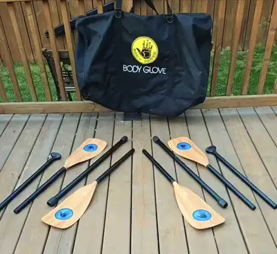 BODY GLOVE ITEMS 2 PADDLES & 2 PERSON SUP BOARD CARRY BAG, View more