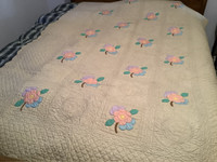 Antique/Vintage Flowered Twin Extra Large Size Quilt 