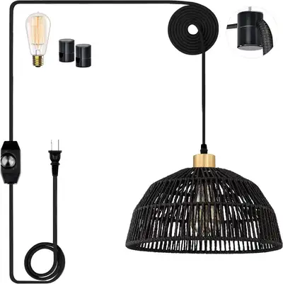 Plug in Pendant Light, Hanging Lights with 15ft Cotton Cord, View more