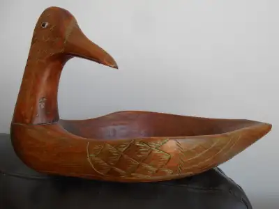 CANARD-BOIS-ART POPULAIRE-VINTAGE-PLAT SERVICE-RARE, View more