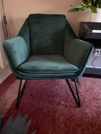 Green Velvet Accent Chair — Excellent Condition, View more