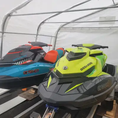 Motomarines seadoo GTI 130 2020 et Wake Pro 155 2019 en parfaites conditions. Remorque double en alu...