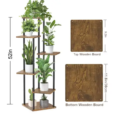 Plant Stand – Space Saving Metal & Wood Flower Shelf for Indoor/, View more