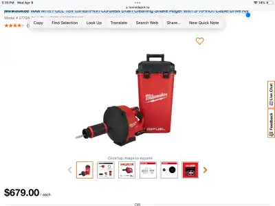 Milwaukee Tool M18 FUEL 18V Lithium-Ion Cordless Drain Cleaning, View more