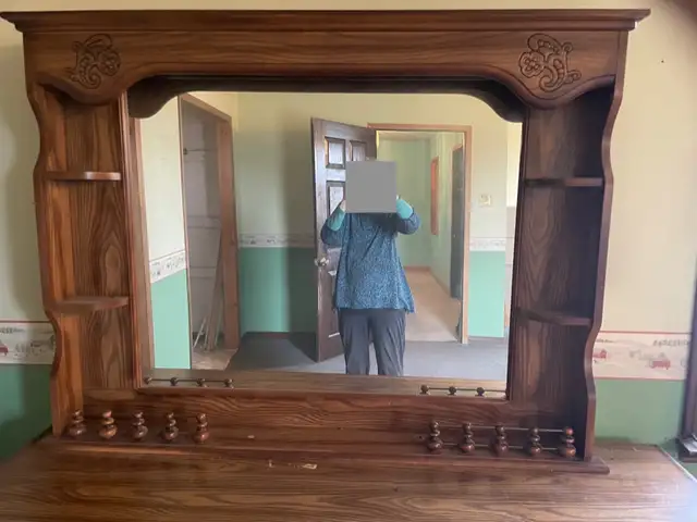 Dresser with Mirror solid wood with carved details in Dressers & Wardrobes in Peterborough - Image 5