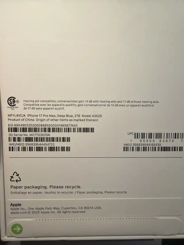 iPhone 17 Pro Max 2TO UNLOCKED BRAND NEW NEVER OPENED in General Electronics in Gatineau - Image 4