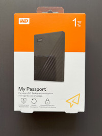 WD My Passport 1TB USB Portable External Hard Drive - Black
