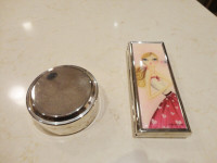 Two Chrome Steel Cute Trinket Boxes for coins, jewellery etc