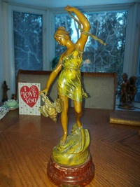 Spectacular antique ca.1890s French 17" tall cast metal (spelter