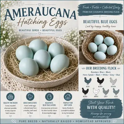 Ameraucana Hatching Eggs Available - Blue Eggs, View more