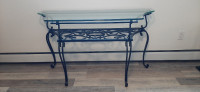 Glass Top Wrought Iron Half Table