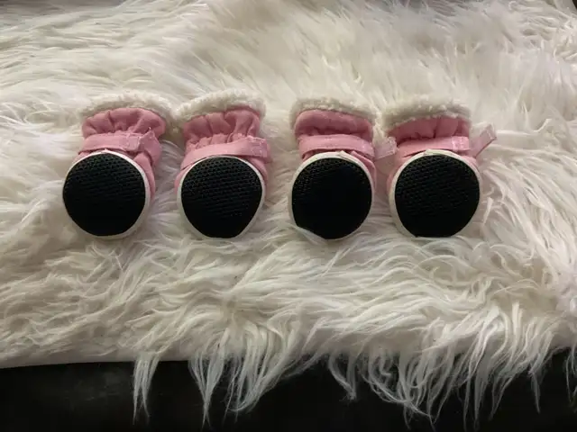 Pink Front Zippered Dog Booties- Size Small in Accessories in Saskatoon - Image 3