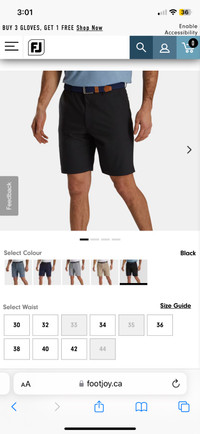 2 Gently used Footjoy golf  Shorts size 38