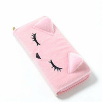 Fuzzy Pink Cat Wallet - Osumashi Pooh-chan - Japan - Brand New