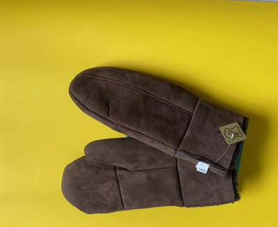 Sheepskin Shearling Leather Mitten Unisex Men and Women Light Brown Color : Size 9 come from smoke f...