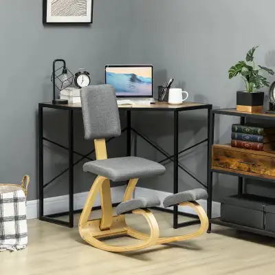 Ergonomic Kneeling Chair, Rocking Wood Kneel Stool with Backrest, View more