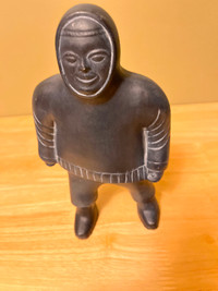 Standing Inuk Hunter Inuit Art Ceramic Sculpture 8 x 5 inches