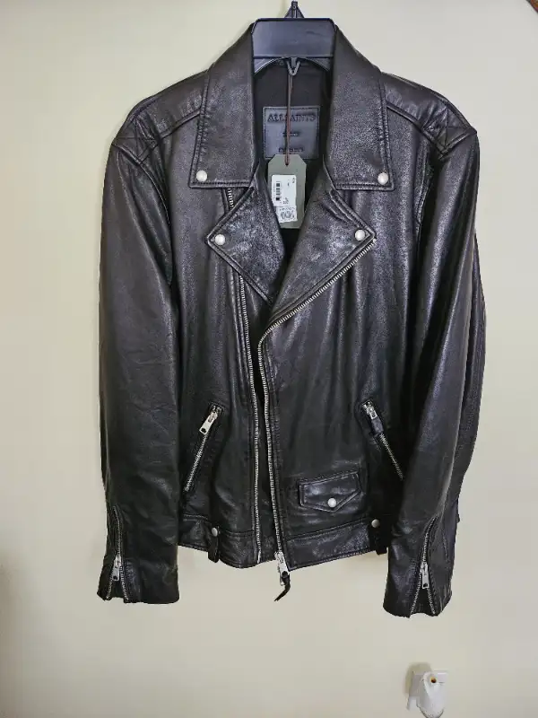 Mens Leather All Saints Moto Jacket (L) in Men's in Calgary - Image 5