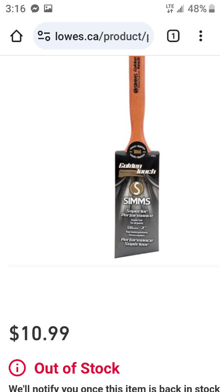  Paint brush New Simms Golden touch 3 sizes in Other in Mississauga / Peel Region - Image 3