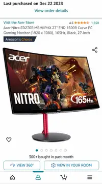 NEW IN BOX!  27" ACER NITRO CURVED GAMING MONITOR