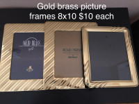 3 gold brass picture frames 8x10