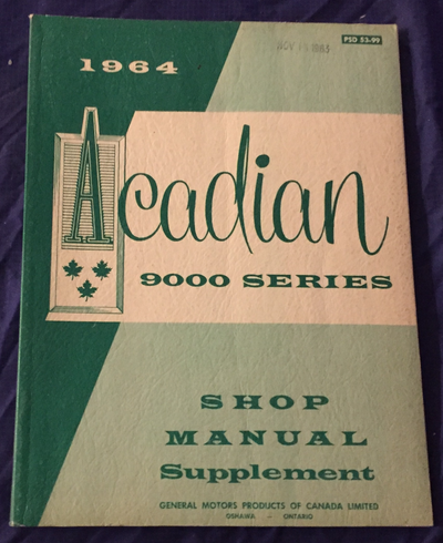 AM394 1964 Pontiac Acadian 9000 Series Supplement Shop Manual PSD53-99 Features: -------------------...