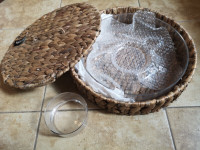 NEW Chip & Dip Glass Set in Wicker Basket