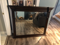 Heavy wood dresser with mirror 